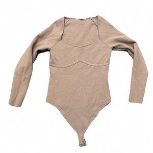 Elegant Tan Long Sleeve Bodysuit
